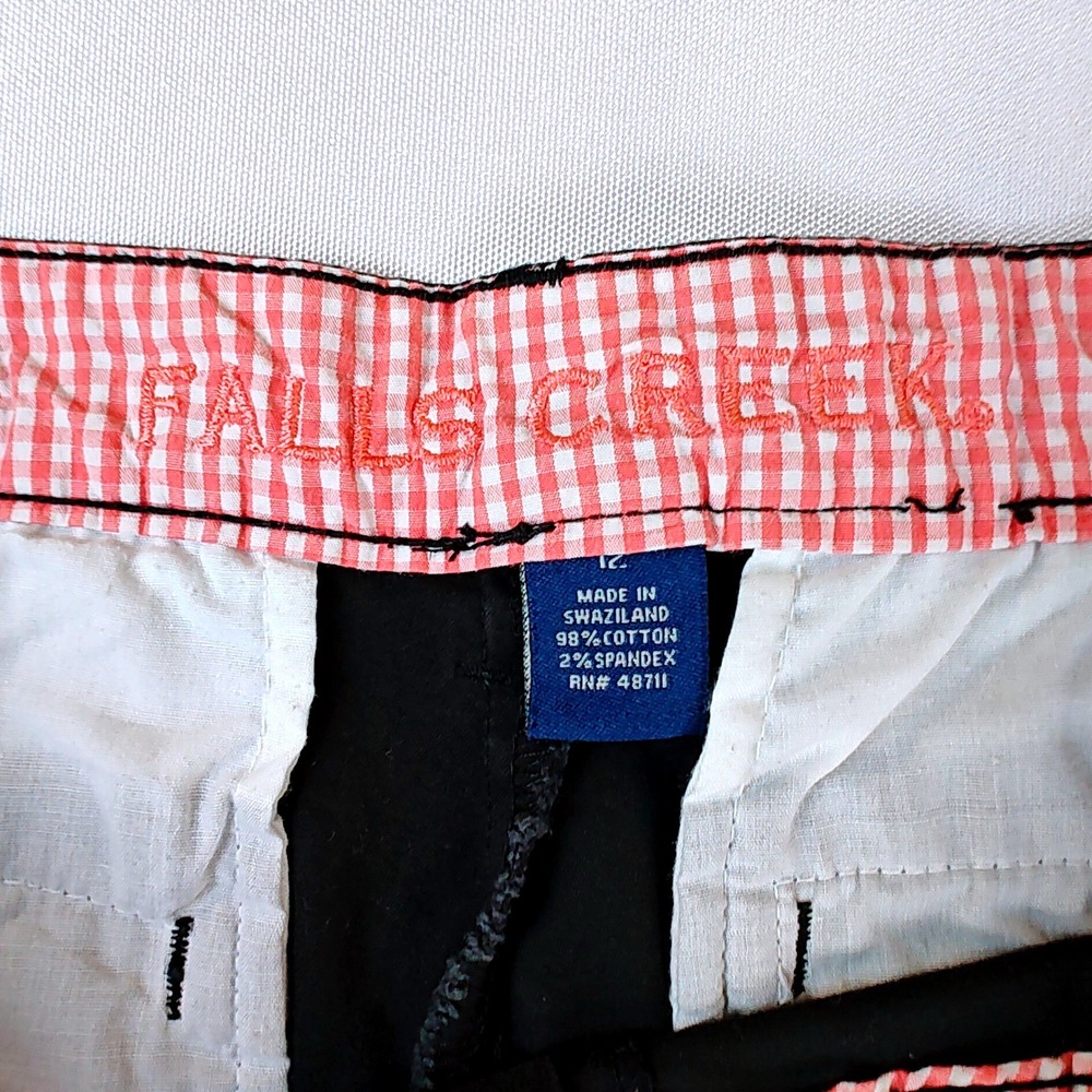 Falls Creek Womens Black Chino Shorts Size 12 Mid Rise Cotton Blend Stretch - Picture 3 of 7